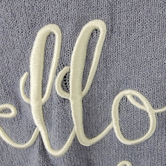 Medium Gilli Hello Beautiful Blue Grey Sweater Top - Picture 4 of 5